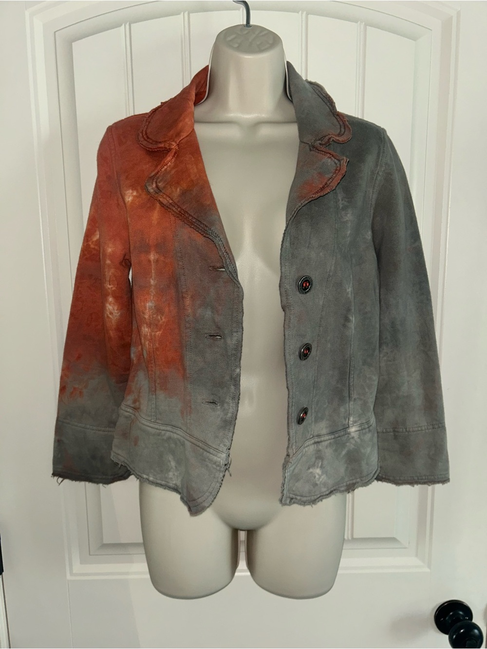 NEW Hard Tail Women's Two-Tone Washed Gray & Rust Button-Front Jacket Sz M